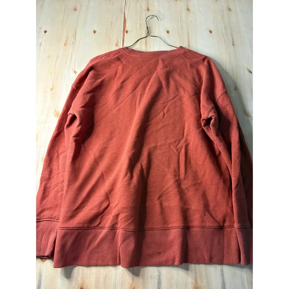 Time and Tru Womens Clay Orange Oversized Crewneck Sweatshirt High Low Hem S 4-6